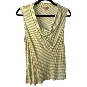Banana Republic Sleeveless Top Cowl Neck‎ Green Striped Blouse Womens Sz XL NWOT